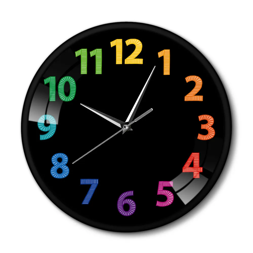 Современные настенные часы с разноцветными номерами декоративные радужной