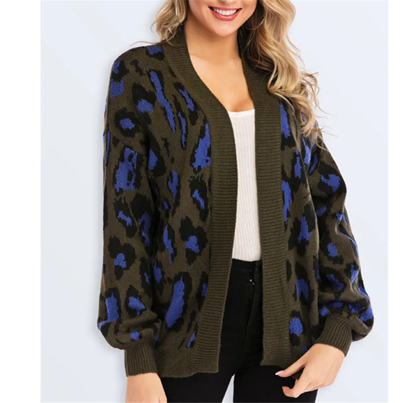 

Plus Size Womens Sweaters 2020 Autumn Leopard Long Korean Casual Knit Women Sweaters