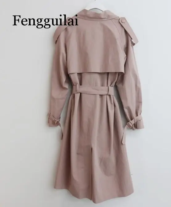 Пальто женские весенние ветровки одноцветные осенние шикарные двубортные