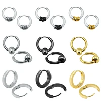 zs stainless steel earring hoop ring men women round earring kpop circle earring gold black small hoop earring jewelry gift