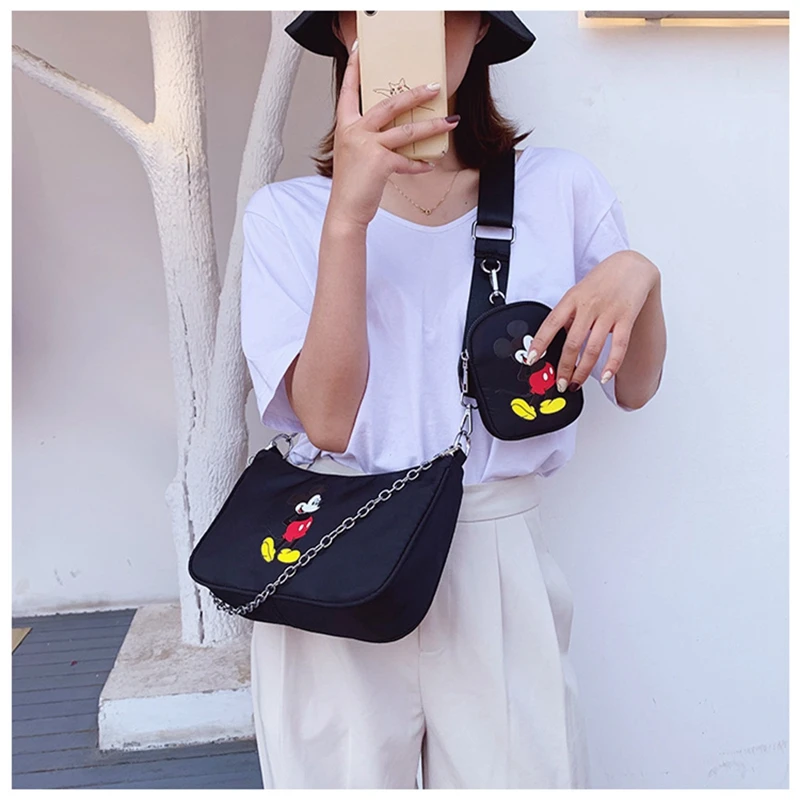 Холщовые сумки с Микки Маусом для женщин трендовая сумка мессенджер на плечо