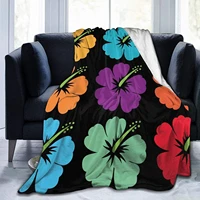 plush throw blanket hawaiian flower hibiscus soft fuzzy fleece blanket cozy solid robe outdoor camping travel blanket