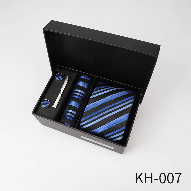 KH 007 6 шт. мужские деловые галстуки Подарочная коробка 8 см Повседневный галстук-бабочка классический Одноцветный жаккардовый полосатый Аксессуары для галстуков свадебный подарок - Цвет: KH 007