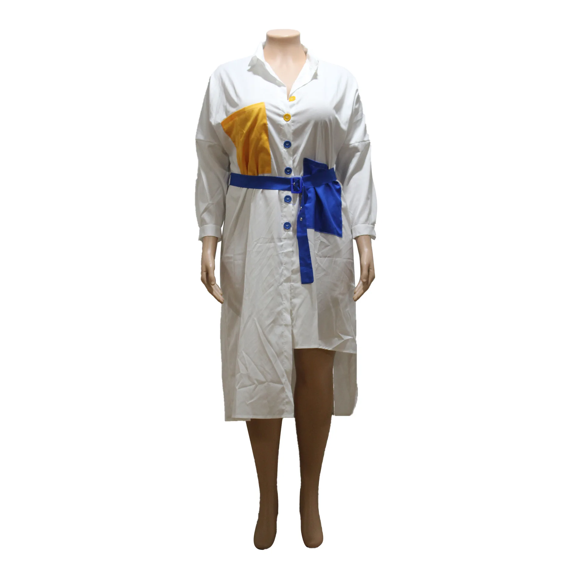 Белые рубашки свободные платья большие размеры женские на пуговицах с поясом