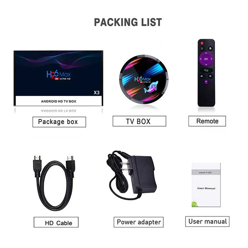 Приставка Смарт ТВ H96 MAX X3 8K Android 9 0 4 + 64 ГБ AmlogicS905X3 BT4.0 G21Pro|ТВ-приставки и