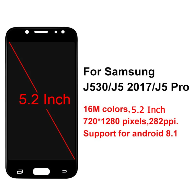 ЖК дисплей AMOLED 5 2 дюйма для Samsung Galaxy J5 Pro 2017 J530F J530FN J530G/DS с рамкой и дигитайзером