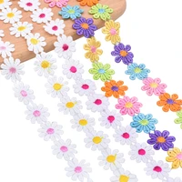 3yards 25mm mini daisy ribbon colorful flower lace trim wedding party embroidered decoration home diy sewing craft accessories 7