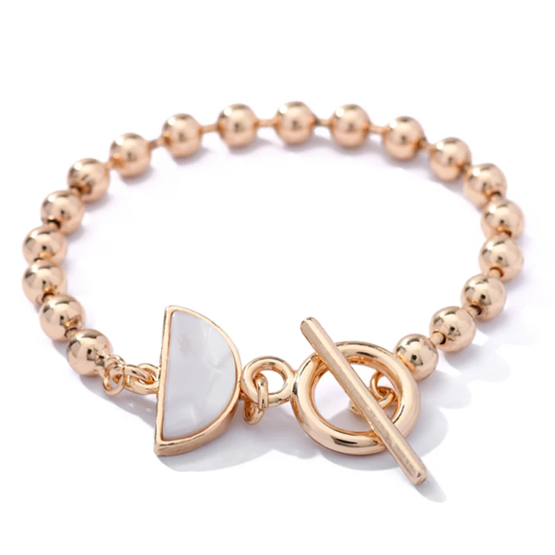 Новый дизайн розовое золото полукруглый натуральный камень амулеты браслет из