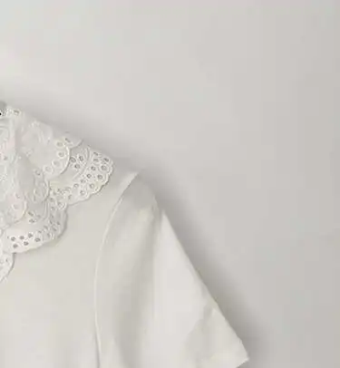 

Women T-shirt2021 Spring and Summer New Youth Sweet Style Doll Collar Butterfly Lace Solid Color Female T-shirt
