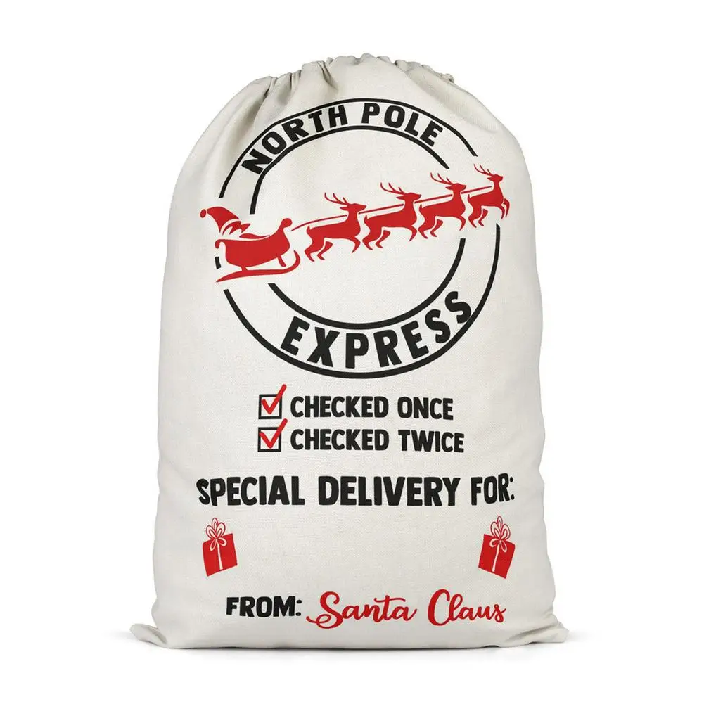 

Christmas Canvas Gift Bag Reusable Drawstring Santa Sack Premium Holiday Assortment Christmas Decorations Christmas Santa Sac