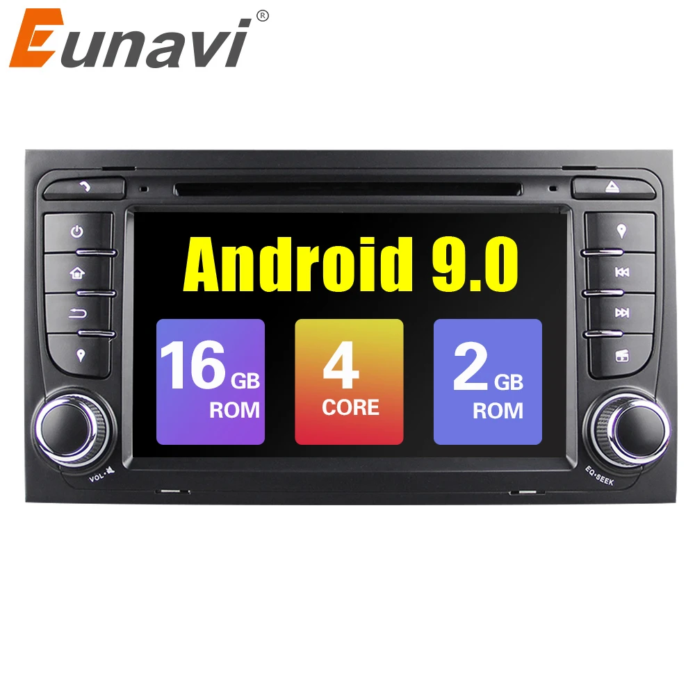 Eunavi Автомобильный мультимедийный плеер Android 9 GPS Авторадио 2 Din 7 дюймов для