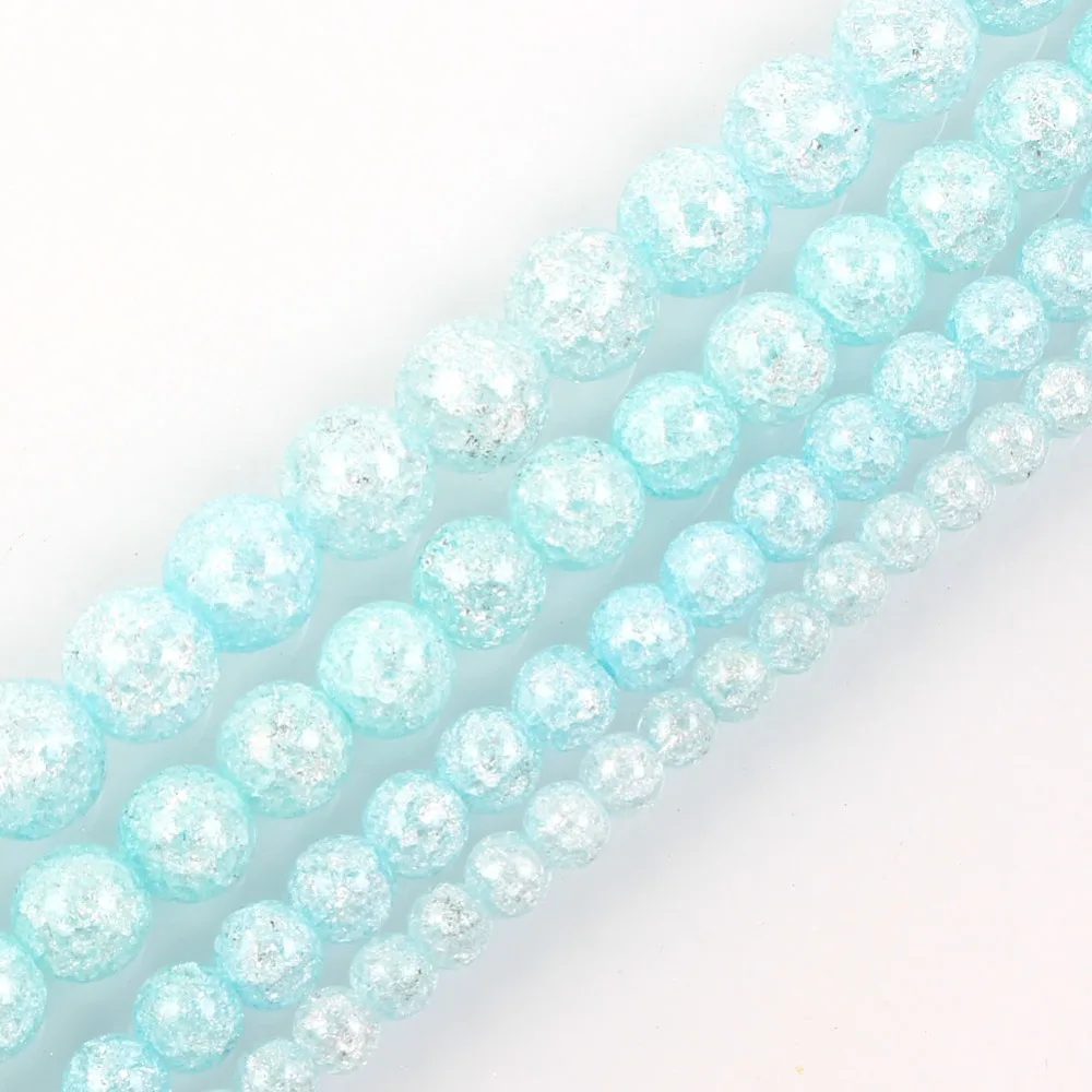 Бусины Из светло голубого камня с треснутыми кристаллами нитка 15 дюймов