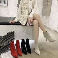 2021 new style euramerican sex appeal full drill pointed short boot stiletto heel boots of bridal shoe fairy fashion