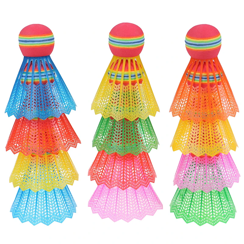 

12 PCS Badminton EVA Rainbow Ball Head Nylon Badminton Feathers for Game Sport Entertainment with Transparent Barrel