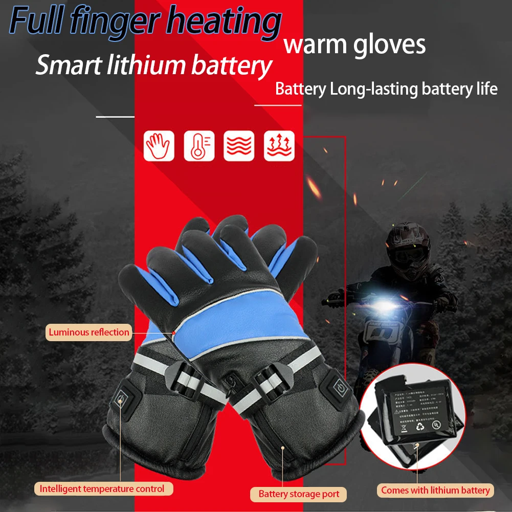 

Rechargeable Motorcycle Electric Heating Gloves Temperature 3 Levels Adjustment USB Hand Warmer Ski Temperature Warm Gloves