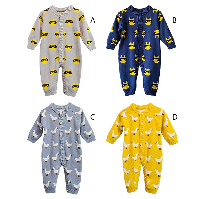 Комбинезон для новорожденных девочек и мальчиков одежда малышей вязаный свитер