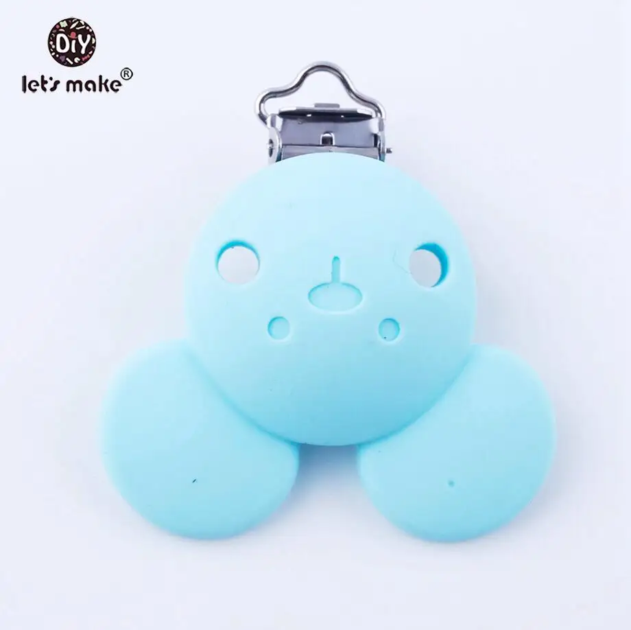 candy blue bear Let's make/1 шт. силиконовый Прорезыватель для зубов, зажимы для соски, жемчужные силиконовые бусины, круглая звезда, зажимы для пустышки, уход за зубами, Детские аксессуары - Цвет: candy blue bear