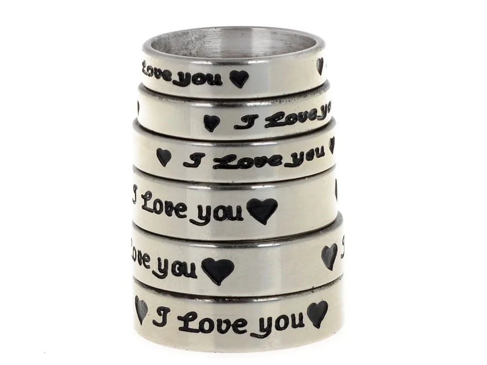 

30pcs/lot Wholesale Forever Love Letter Heart Couple Promise Wedding Rings Never Fade Stainless Steel Engagement Ring Women Men