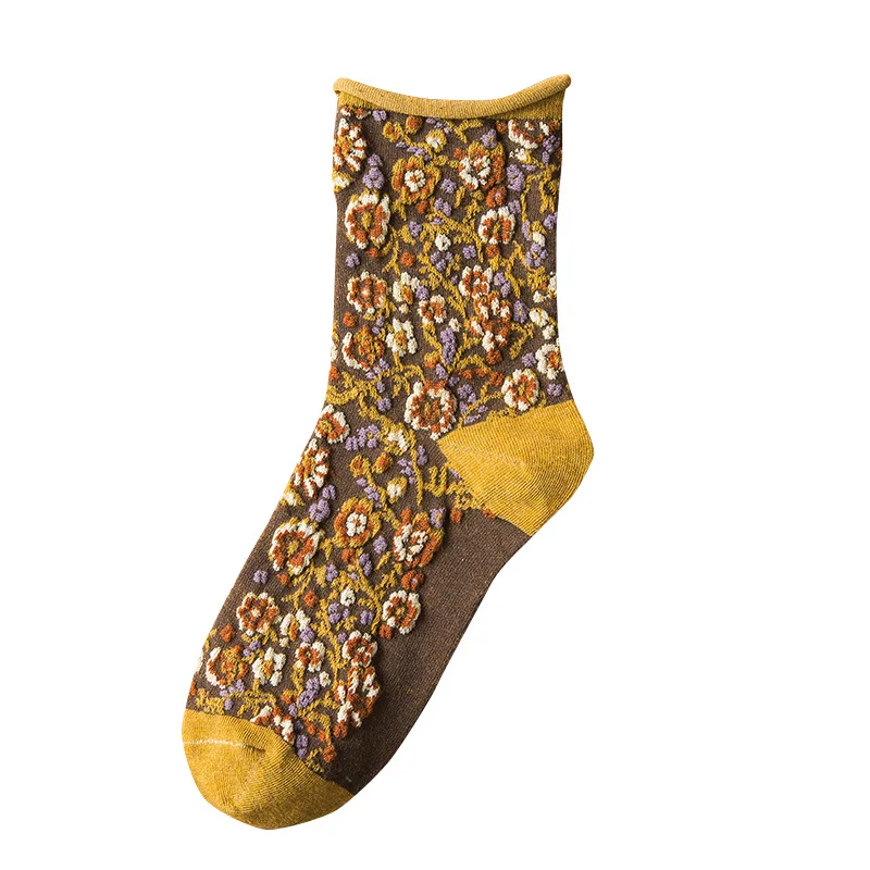 

3 Pairs Autumn Floral Cute Printed Striped Cotton Women Crew Socks Happy Gift Fashion Comfortable Sport Ladies Sox
