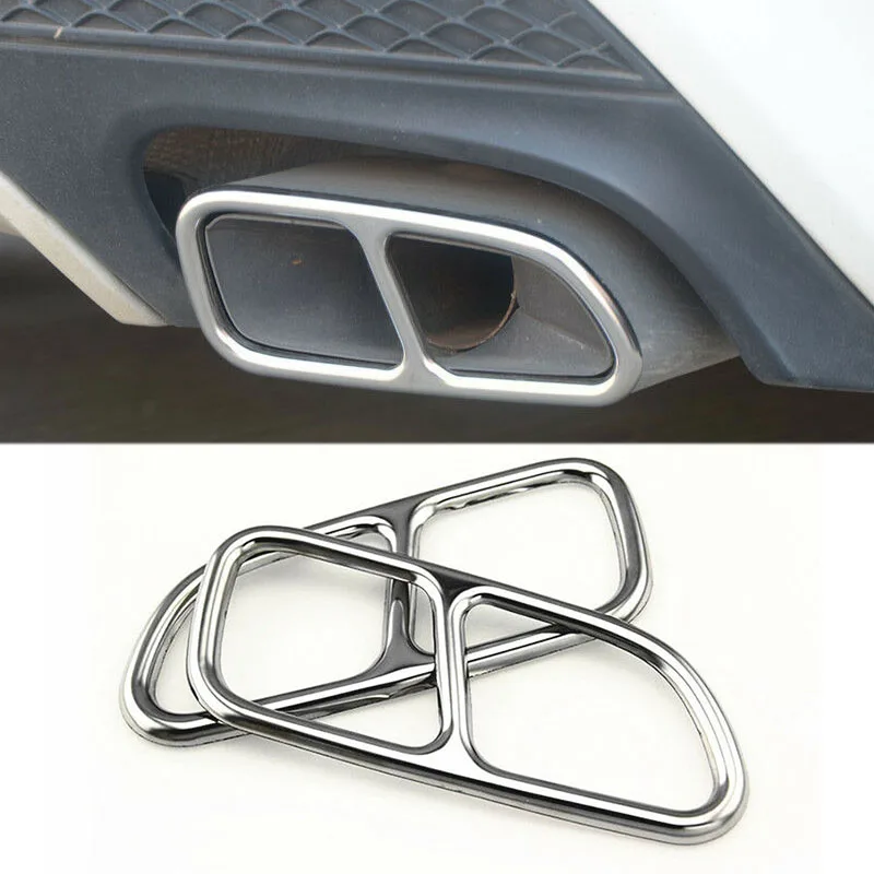 

2Pcs Car Stainless Steel Tail Throat Exhaust Pipe Muffler Tip Cover Trims for Mercedes Benz CLA 2013-2016