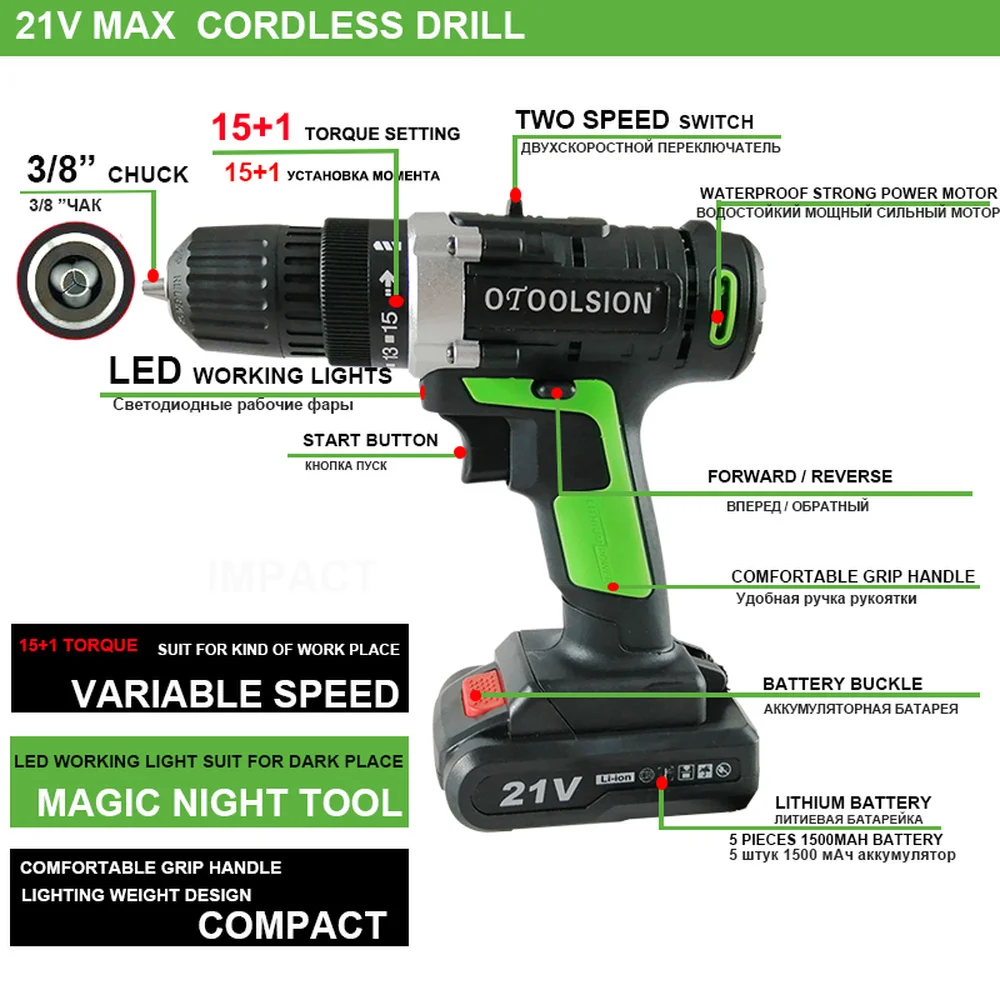 Дрель шуруповерт аккумуляторная 12 В 21 в|Электрические отвертки| |