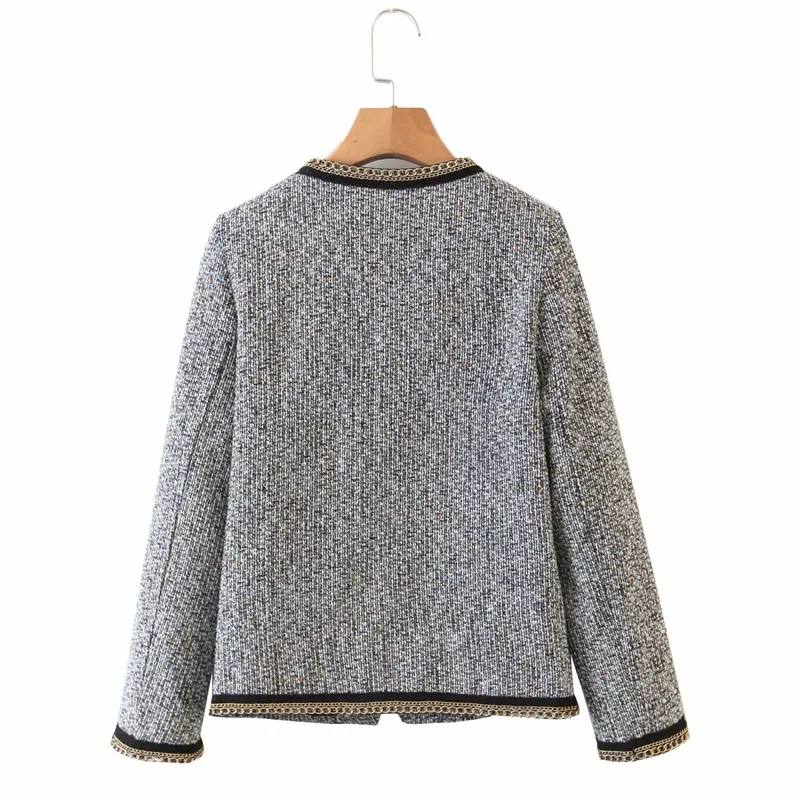 Куртка женская с небольшим ароматным круглым вырезом и цепочкой повседневное