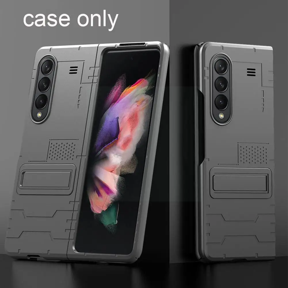 

Folding Phone Case For Samsung Galaxy Z Fold 3 Cover Magnetic Holder Function Plating Frame Hard Back Case For Z Fold3 5G K O3Z6
