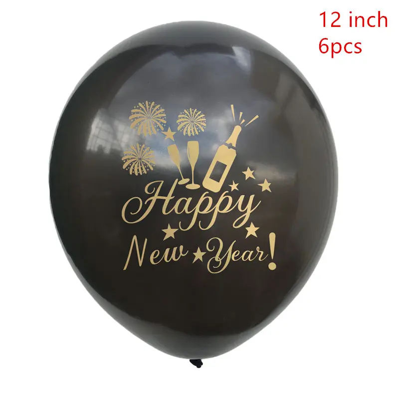black 6pcs Новогодние фольгированные шары, бутылка, радужные шары, новогодние украшения, черная звезда, испанский год, вечерние гелиевые шары - Цвет: black 6pcs