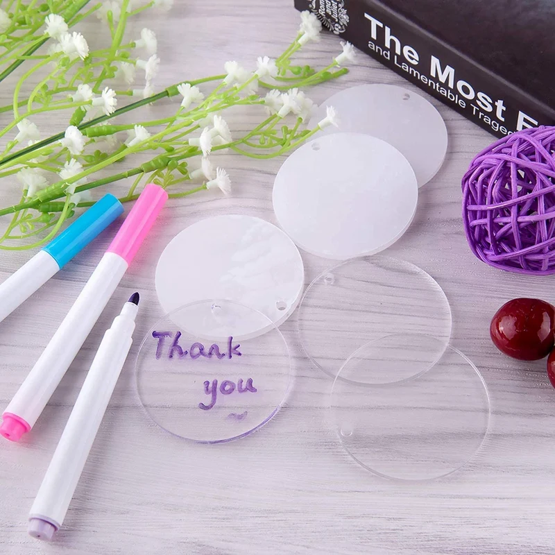 

Acrylic Circle Blanks with Key Chain Rings 2 Inch Round Acrylic Keychain Blanks with Hole Clear Discs Circles