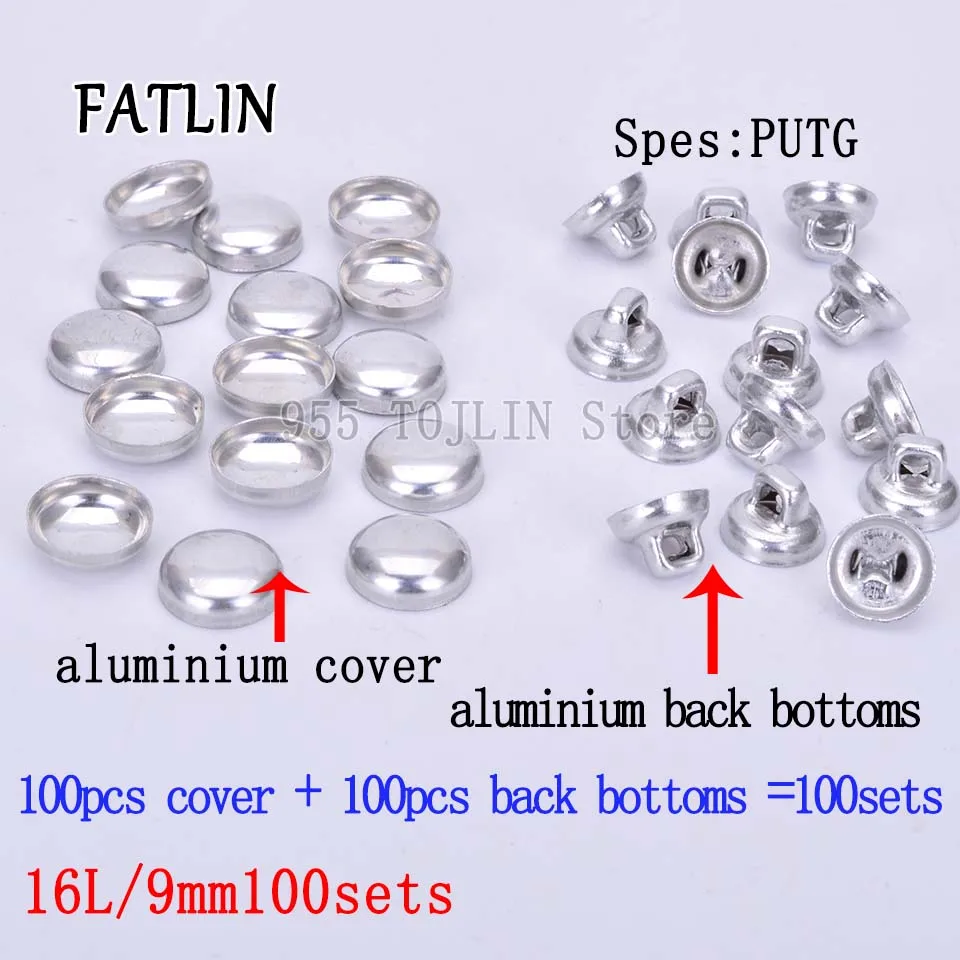 16L-9mm 100sets 100 наборов 16L-80L тканевые пуговицы из покрытой алюминием ткани, ручная работа, металлическая форма хлеба, круглая ткань, аксессуары,, PUTG - Цвет: 16L-9mm 100sets