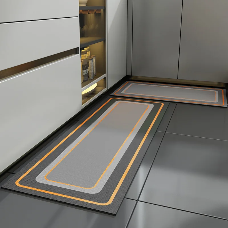 kitchen floor long carpets non slip oil proof waterproof rug dirt resistant foot pad thick leather washable and wipeable pvc mat free global shipping