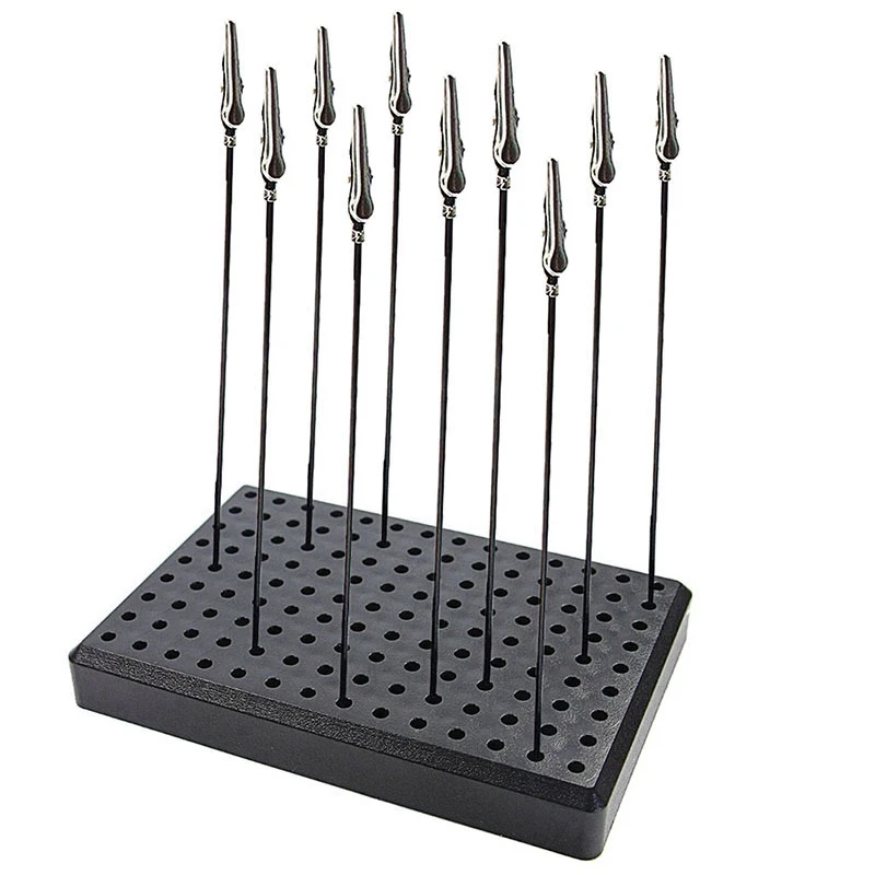 9 x 14 Holes Painting Stand Base with 10Pcs Metal Alligator Clip Stick Modeling Tool Set Toys Hobbies Accessories | Обустройство дома