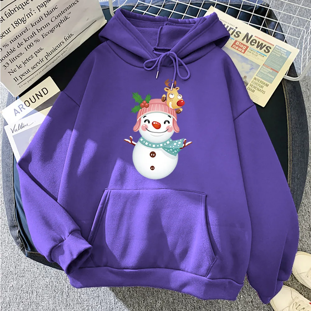 

Womans Hoodie Cute Snowman And Elk Print Hoodies Females Casual Plus Size Clothing Autumn Korean Fashion Kawaii Ladies Pullover