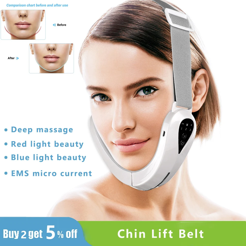 

Double Chin Remover EMS Chin V Line Up Lift Belt Machine LED Face Slimming Vibration Massager Facial Lifting Device Photon
