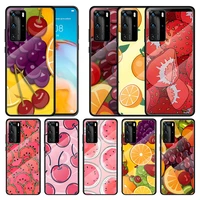 fruit cartoon for huawei p smart 2021 2020 z p40 p30 p20 p10 lite nova 5i 2019 pro plus tempered glass phone case