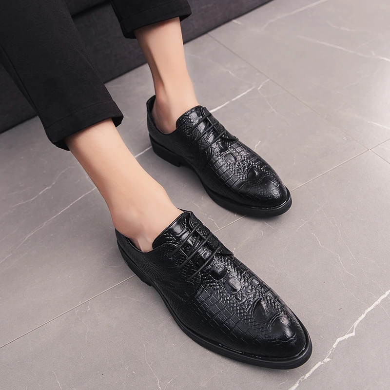 Мужские деловые туфли с острым носком роскошные брендовые классические дерби