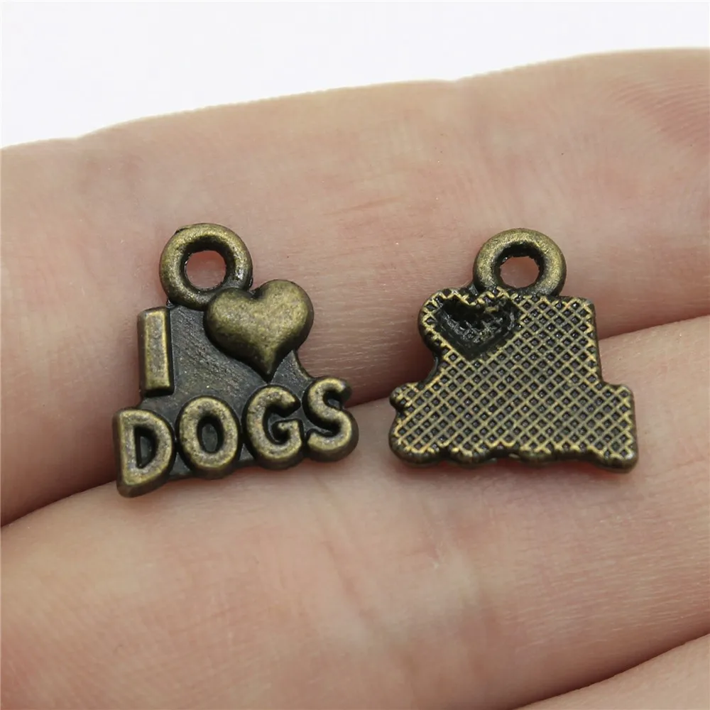 WYSIWYG 20 шт. Амулеты I Love Dogs 13x12 мм антикварный кулон подходят Винтаж тибетский