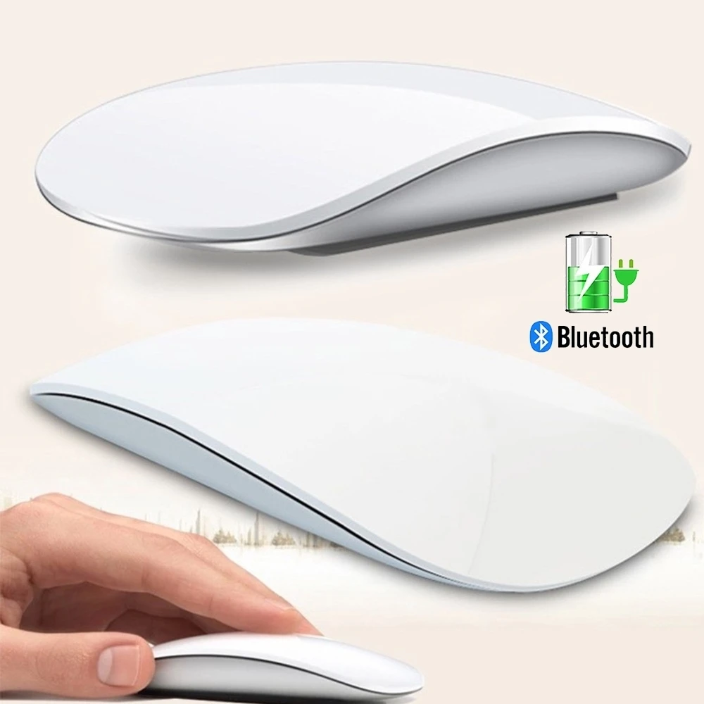 

Wireless Mouse Magic Bluetooth 5.0 Arc Touch Ergonomic Ultra Thin Rechargeable Mice Optical 1600 DPI For Macbook