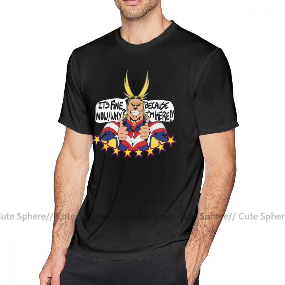 Футболка All Might, All Might Is Here, футболка с коротким рукавом для мужчин, футболка, забавная модная ХХХ хлопковая Футболка с принтом - Цвет: Black