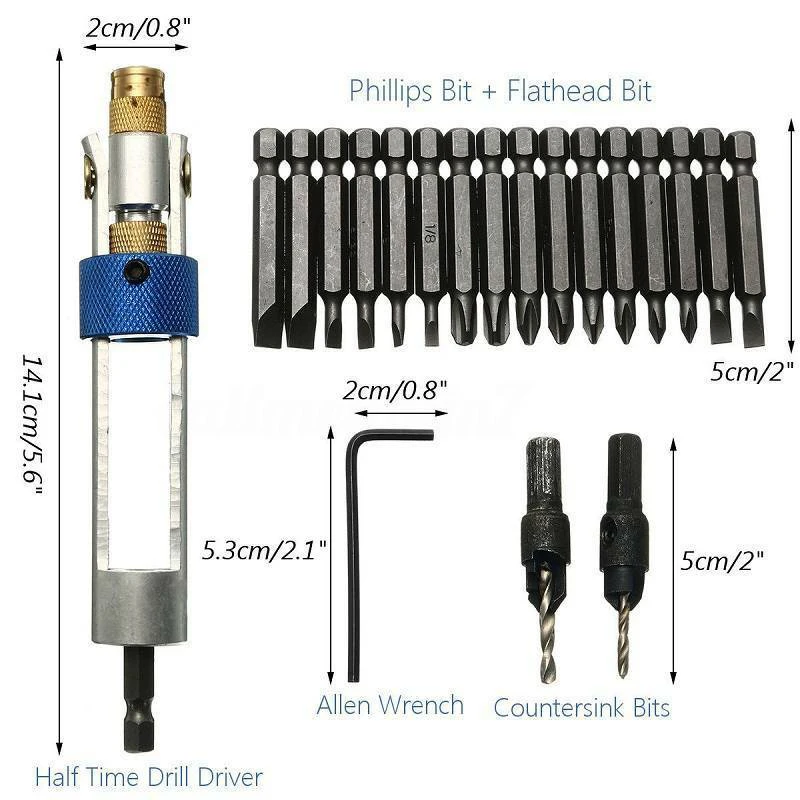 

20pcs/Set Drill Driver Rotary Swivel Head Half Field Rig Flat Drill Bits Wrench