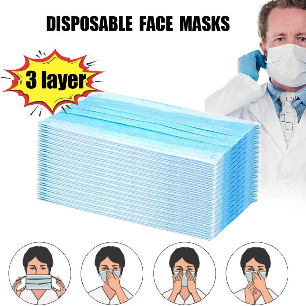 

Disposable Non-woven Fabric Mask Anti Gas Dust 3 Layer Filter Protection Dust-proof Breathable Melt-blown Fabric Mask Mouth Face