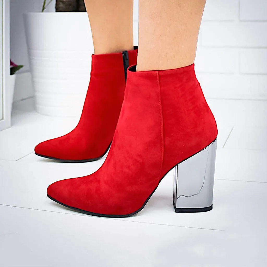 Женские ботинки JACOSIN европейские с острым носком для девочек однотонные женские