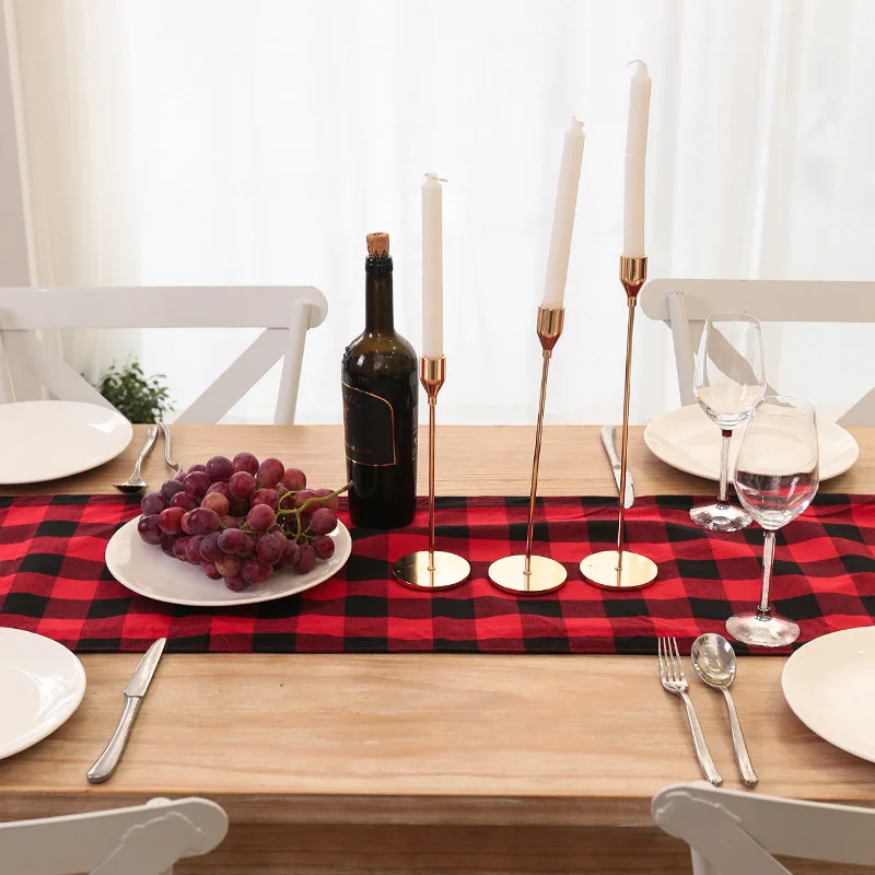 180*35 см черная красная клетчатая Рождественская Скатерть прямоугольная скатерть