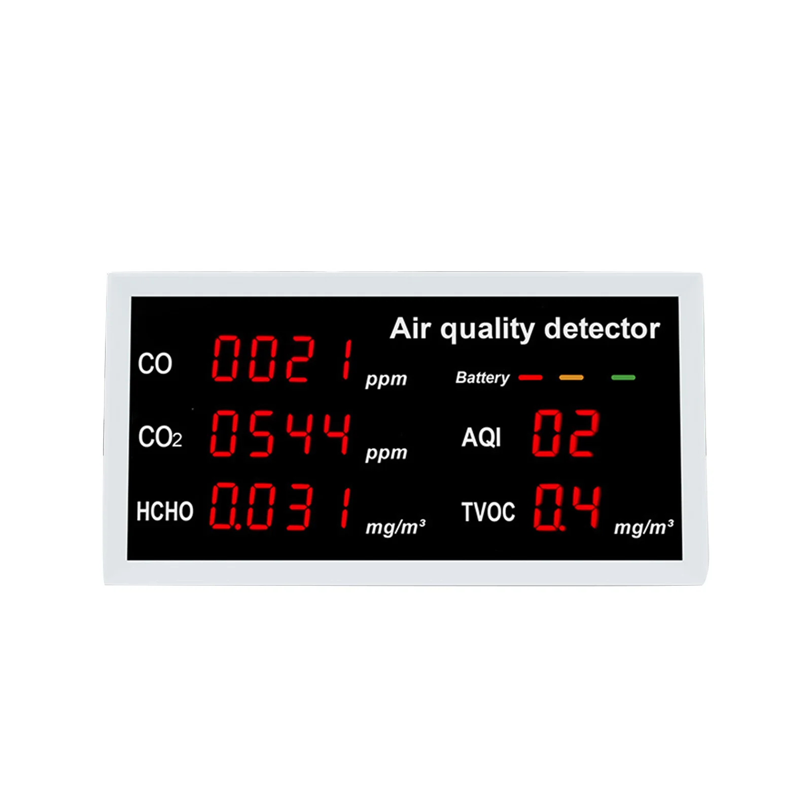 

5-In-1 Air Quality Monitor Home Air Quality Detector Pollution Tester CO/CO2/HCHO/AQI/TVOC Real-time Monitoring With LED Screen