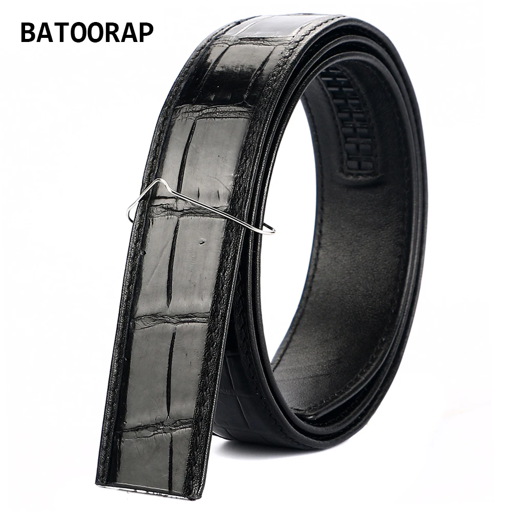 2021Top Brand Simple High-end Crocodile Belly Belt Luxury Designer Men's Belt Automatic buckle belt Does not include belt buckle