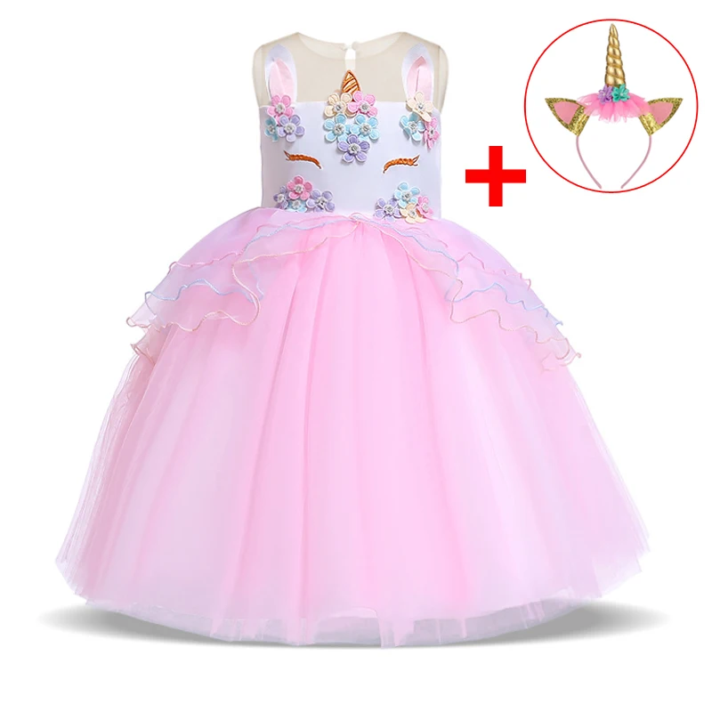 2022 Free Headband Summer Easter Unicorn Dress Kids Dresses For Girls Party Children Toddler Girl Clothes Princess L5066 | Детская