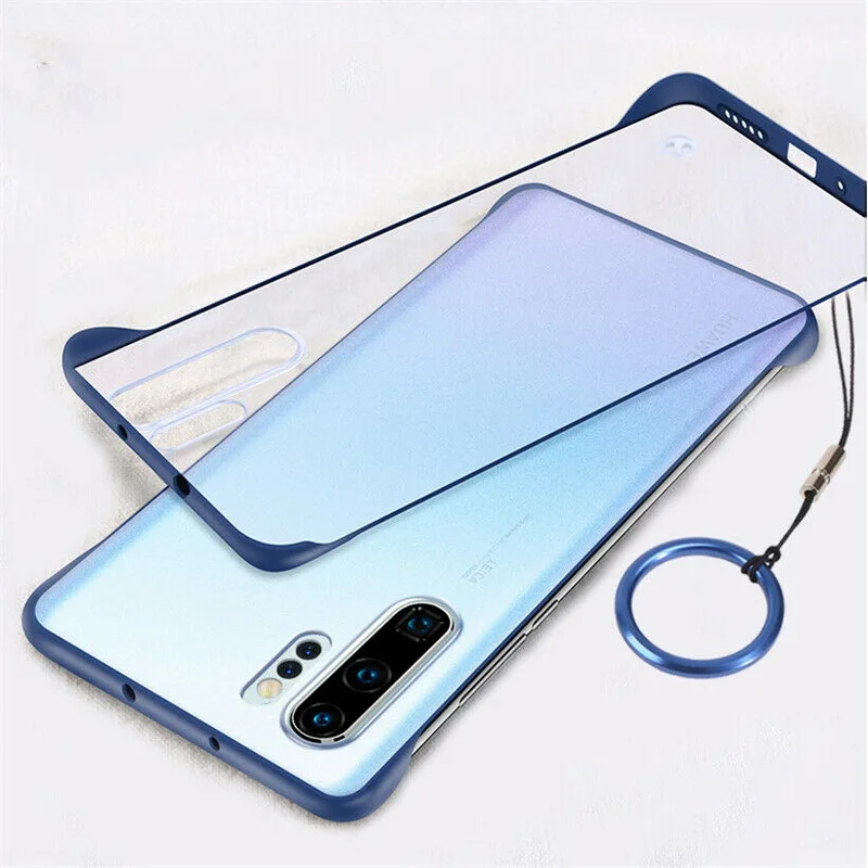 Blue and Ring Ультра тонкий безрамочный прозрачный жесткий чехол кольцо чехол КРЫШКА ДЛЯ samsung Galaxy Note 10 8 9 S8 S9 S10 плюс S10E A10 A30 A50 A60 A70 A7 - Цвет: Blue and Ring