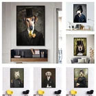 С рисунком из мультфильма Классическая Собака Картина на холсте из искусственного искусства восстановление древних способов постеры с животными принтами Гостиная фотографии без рамы