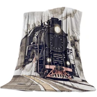 flannel blankets the steam age of old trains blanket cushion warm throws on sofa bed home bedspread travel fleece blanket