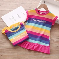 little girls vest dress fashion rainbow stripe flying sleeve clothing 2 7t smocked dresses for girls toddler girl dress costume